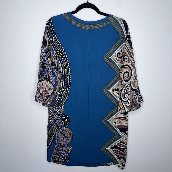 Etro Women’s 100% Silk Mixed Print Shift Dress Blue Size 42 - Picture 5 of 6